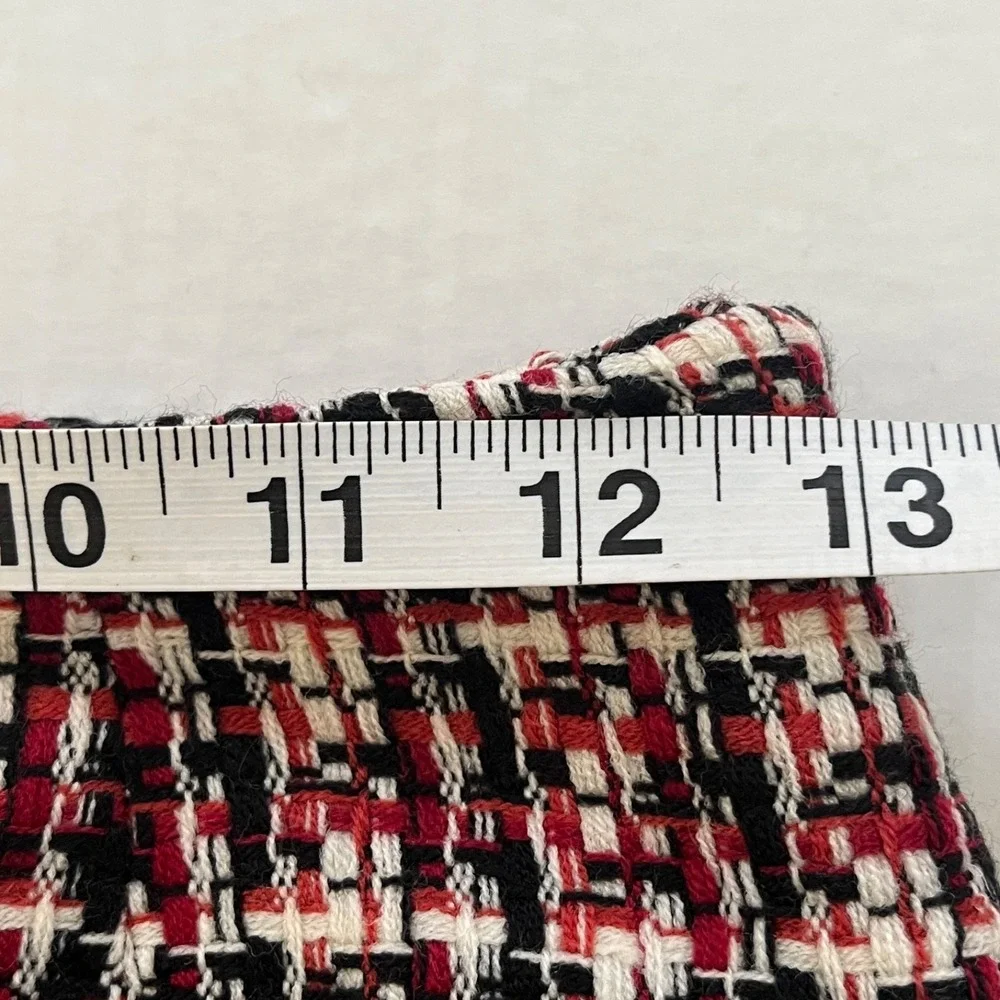 Vtg Womens Tweed Plaid Mini Skirt 4 Red Black Retro‎ Preppy Dark Academia Office
